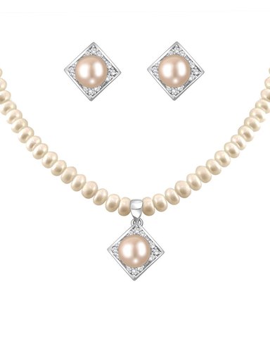Miki Pearl Women Ivory Jewellery Set